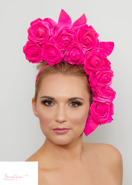 "Bouquet" Statement Headpiece - Hot Pink