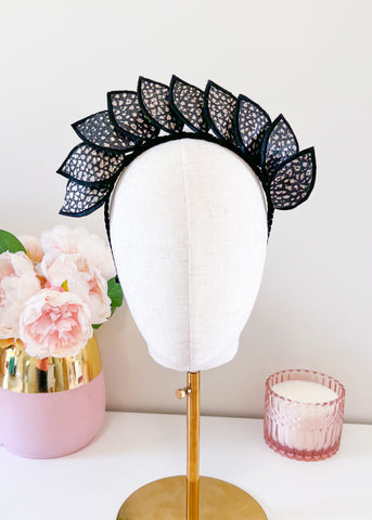 "Lola" Leather Crown - Black & Gold