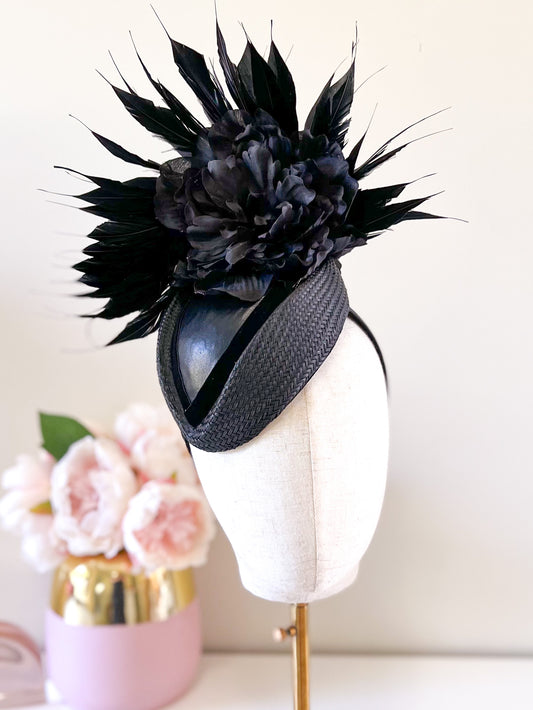 "Geraldine"- Black Fascinator