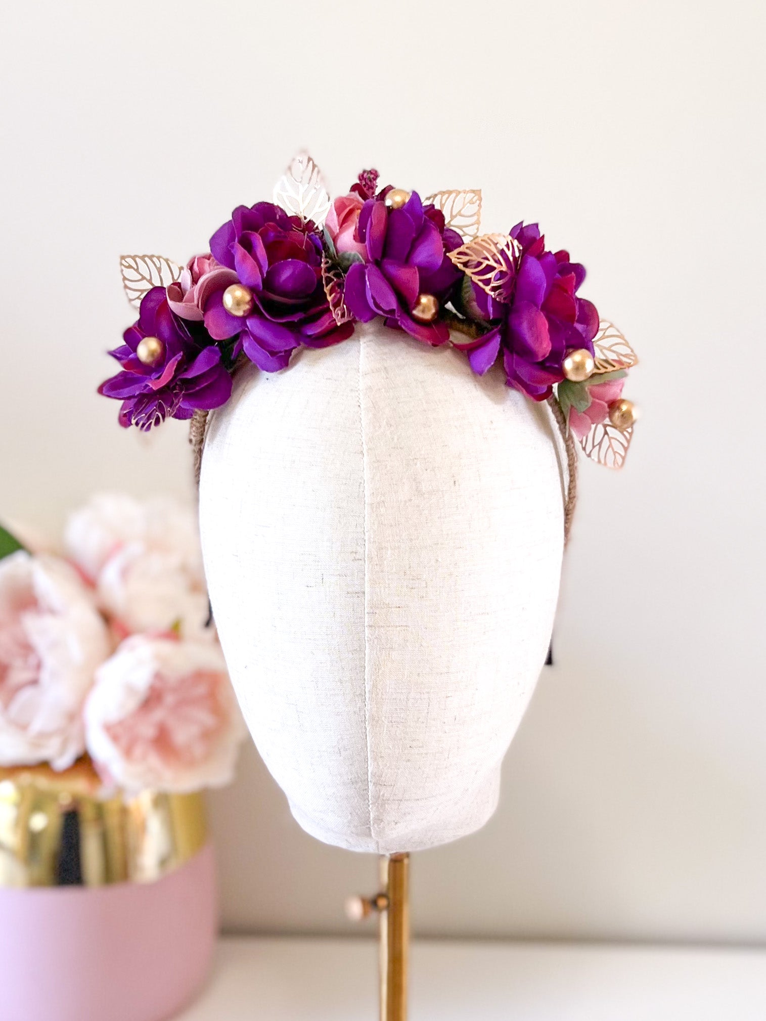"Lori" Purple Floral Crown