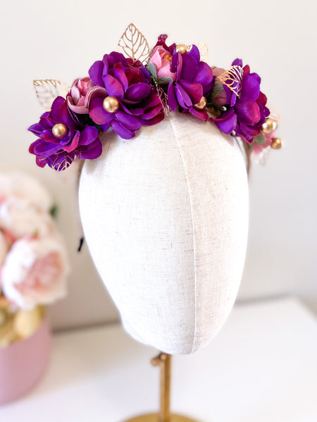 "Lori" Purple Floral Crown
