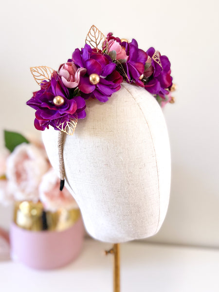 "Lori" Purple Floral Crown