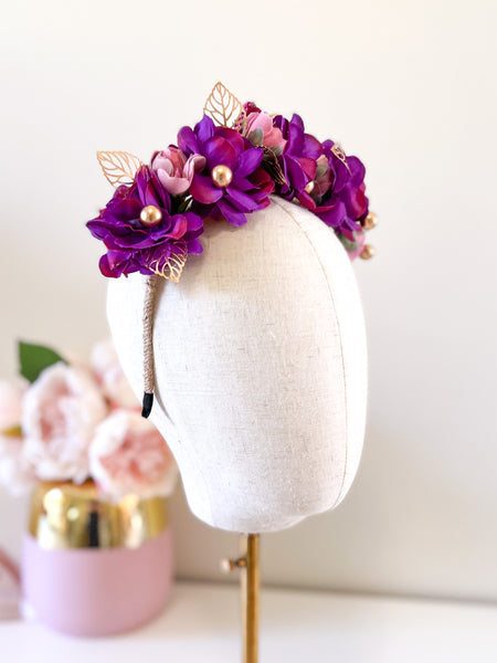 "Lori" Purple Floral Crown