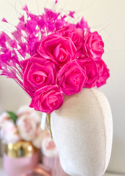 "Bouquet" Statement Headpiece - Hot Pink