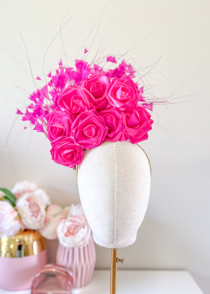 "Bouquet" Statement Headpiece - Hot Pink