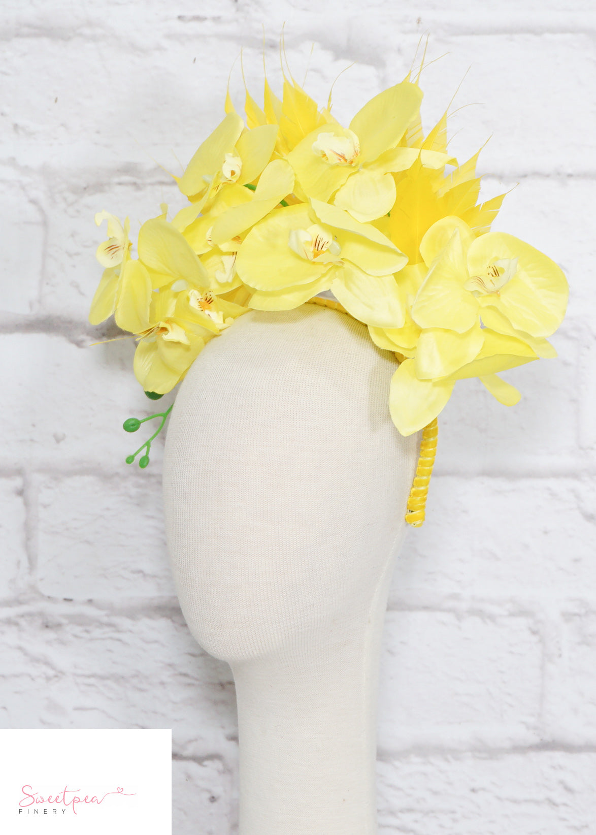"Orchid Spray" Yellow Floral Crown