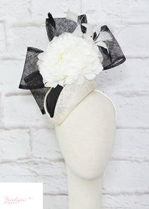 "Karrie" Black & White Headpiece
