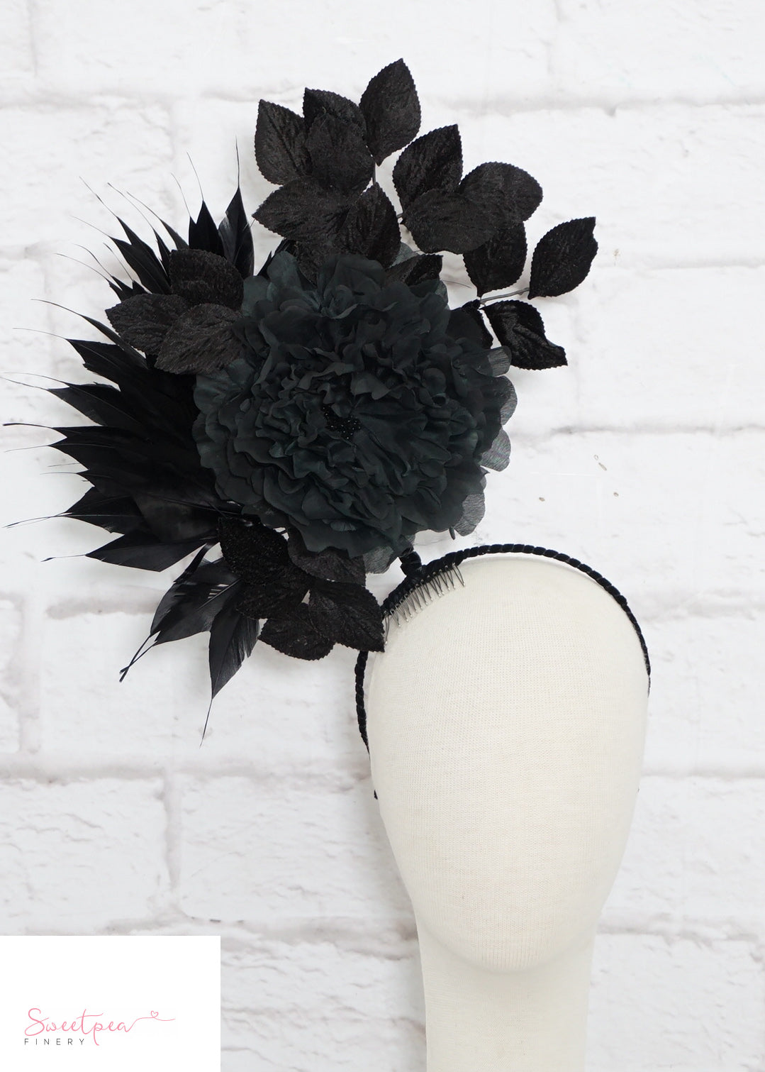 "Elvin" Black Statement Fascinator