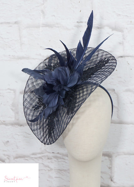 "Eva" Navy Fascinator