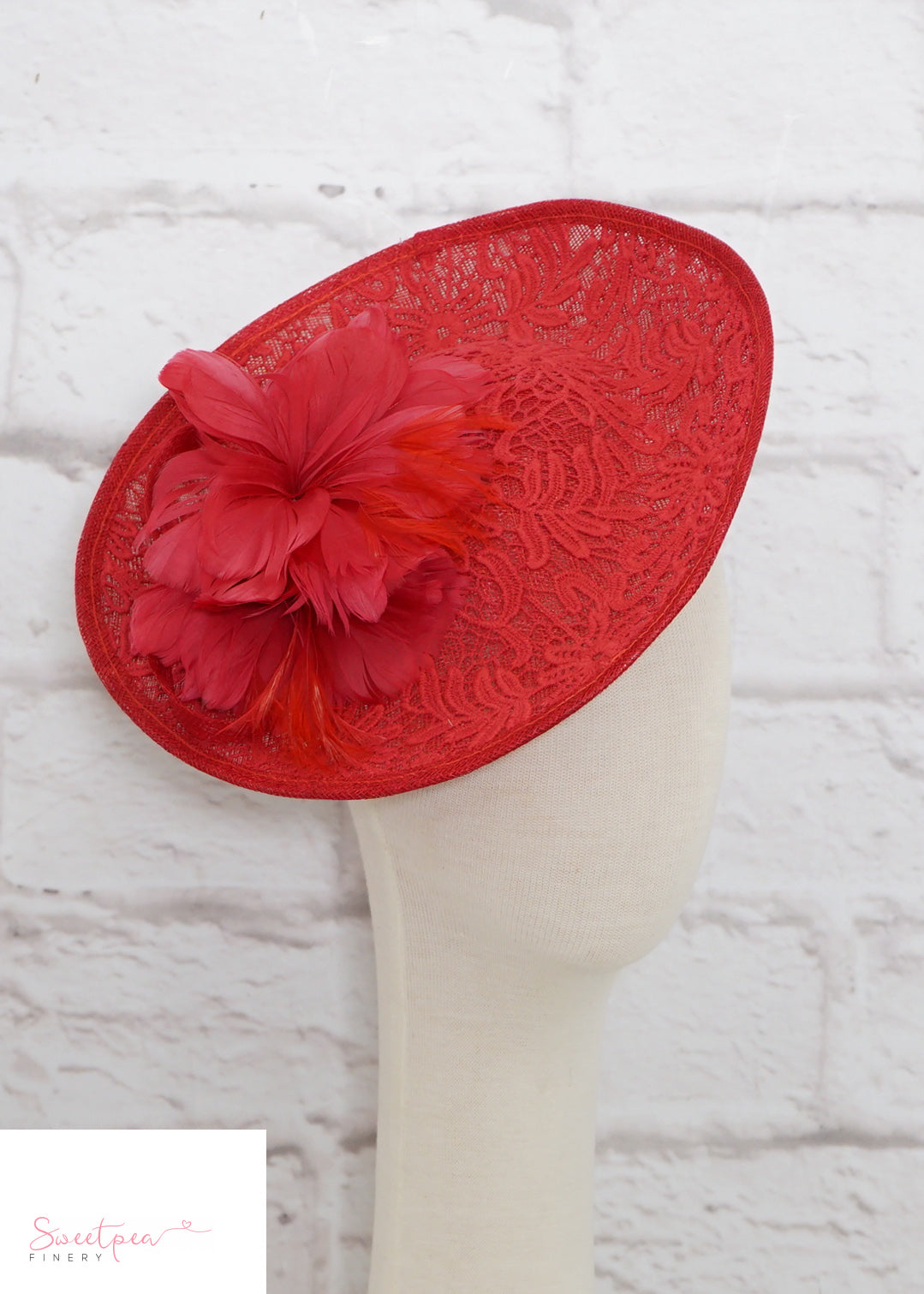 "Lisa" Red Lace Fascinator