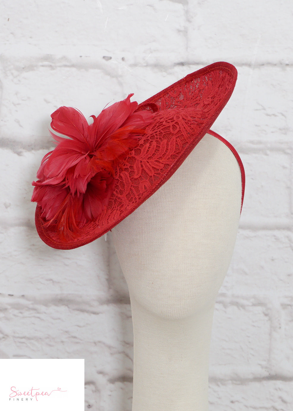 "Lisa" Red Lace Fascinator