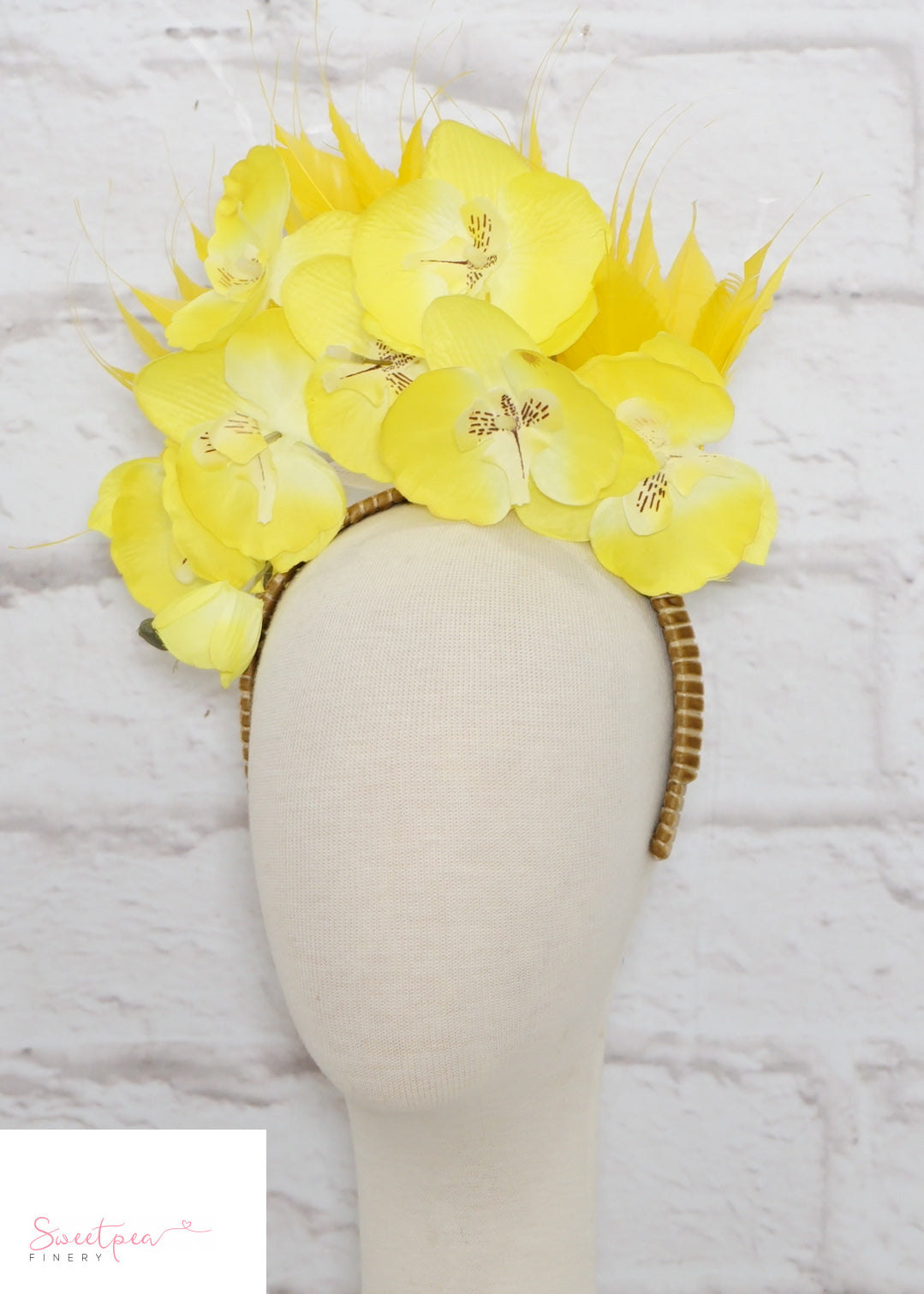 "Orchid Spray" Bright Yellow Floral Crown