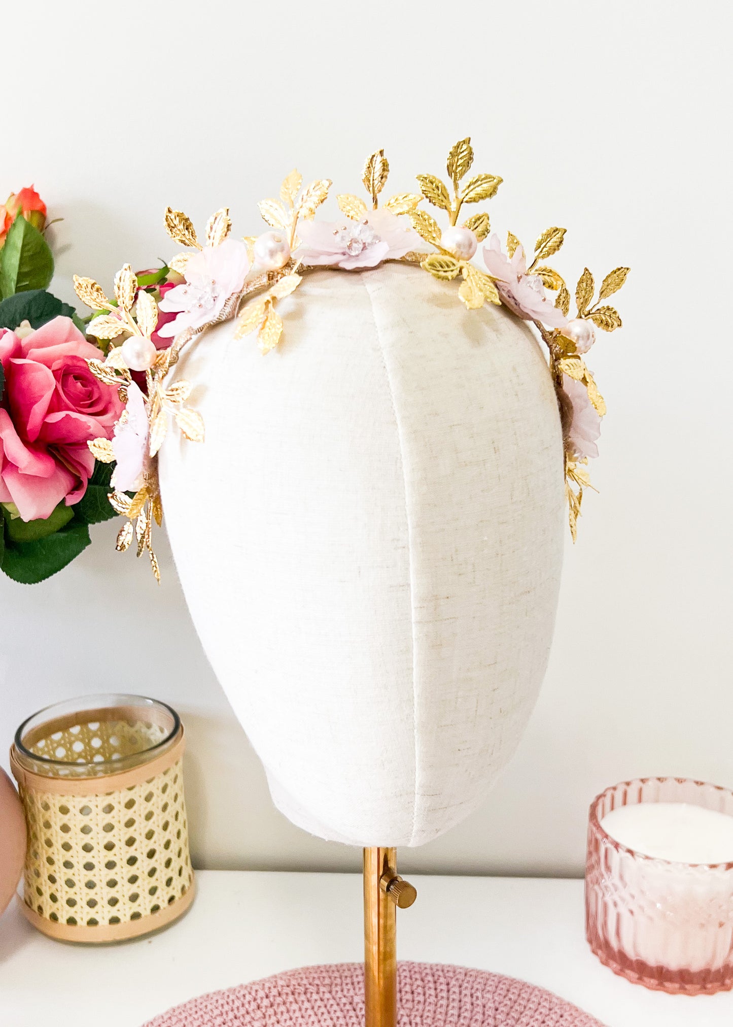 "Isla" Jewelled Crown - Pale Pink