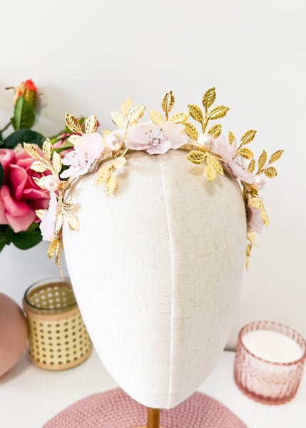 "Isla" Jewelled Crown - Pale Pink