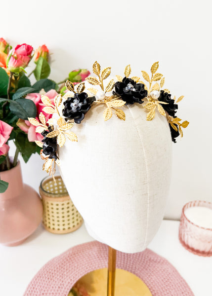 "Isla" Jewelled Crown - Black
