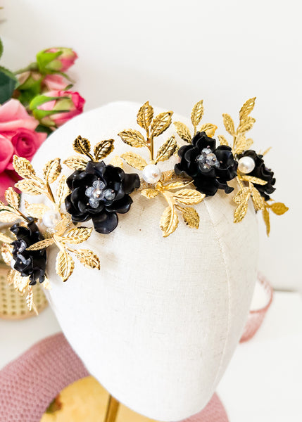 "Isla" Jewelled Crown - Black