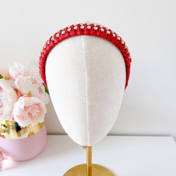 "Sally" Diamante Headband - Burgandy