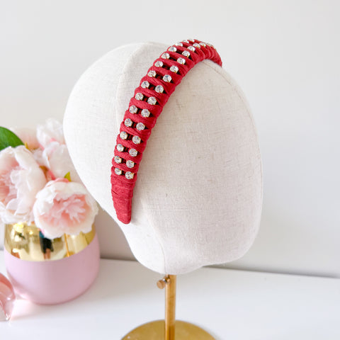 "Sally" Diamante Headband - Burgandy