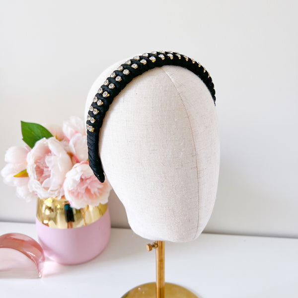 "Sally" Diamante Headband - Black