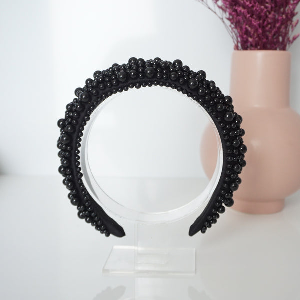 "Kirraly" Black Beaded Headband