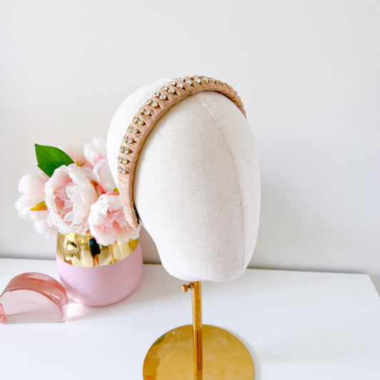 "Sally" Diamante Headband - Nude