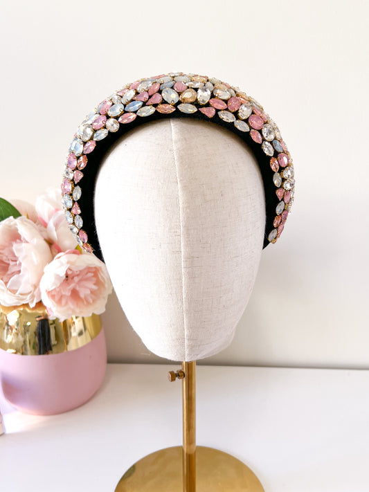 "Riley" Jewelled Headband - Pink