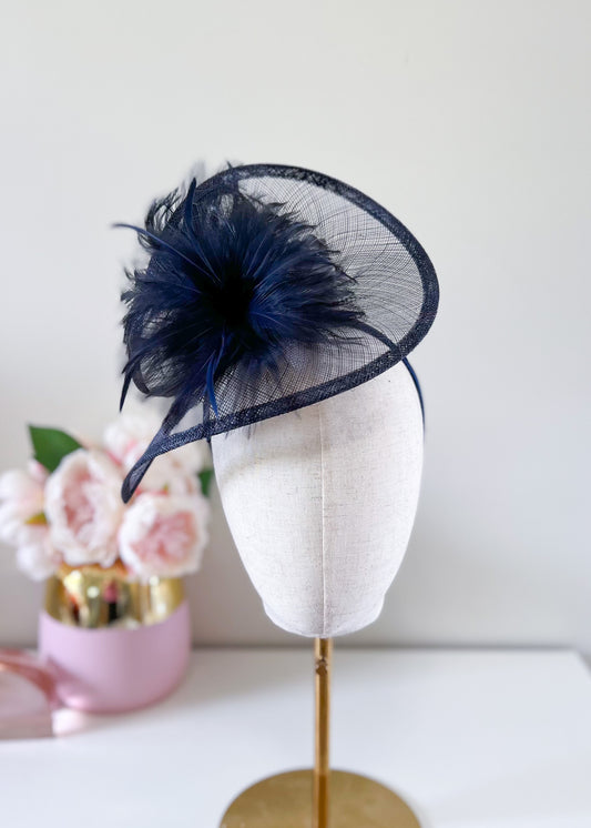 "Valerie" Navy Fascinator
