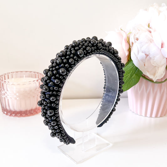 "Kirraly" Black Beaded Headband
