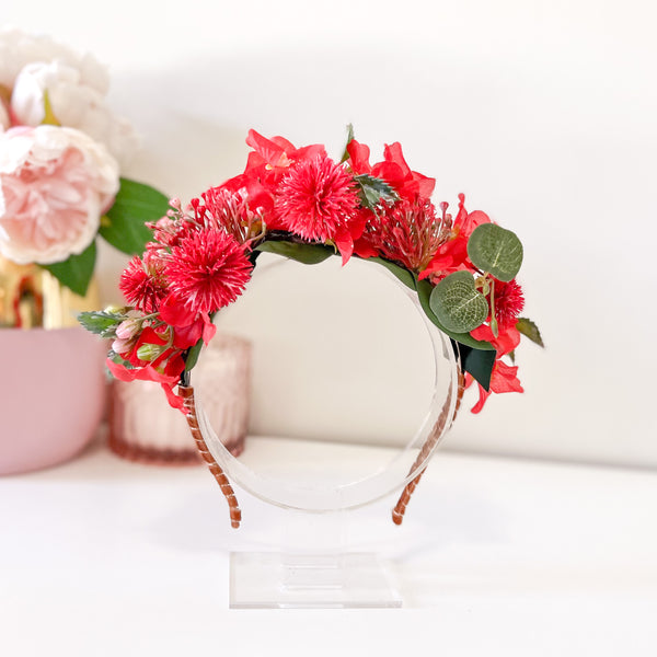 "Outback" Floral Headband - Red