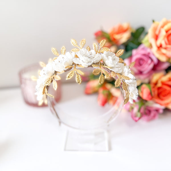 "Isla" Jewelled Crown - White
