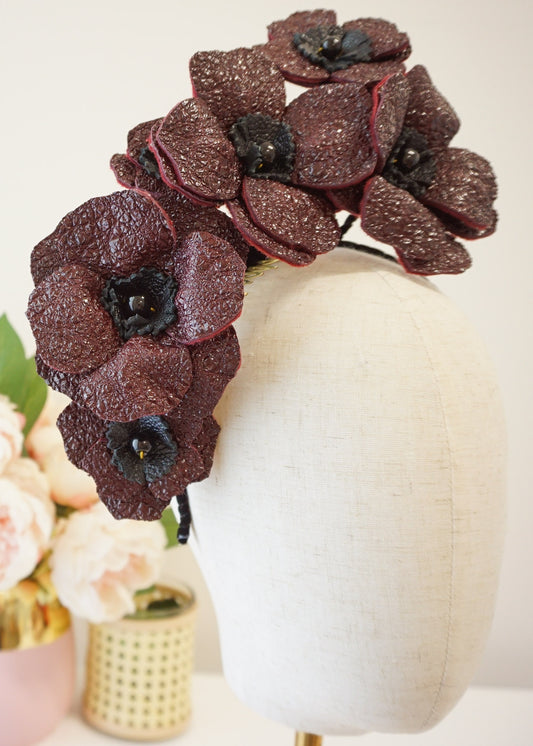 "Regal Plum" Leather Headpiece