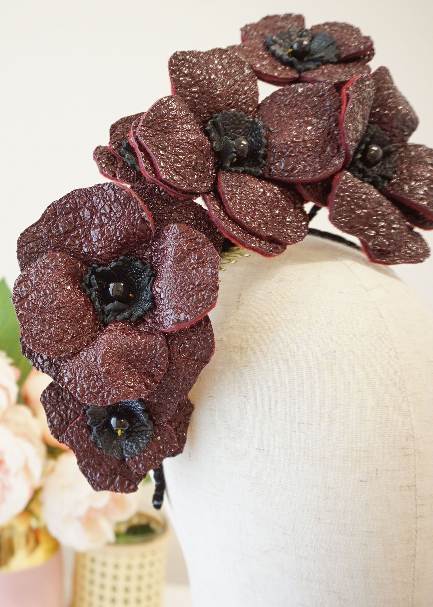 "Regal Plum" Leather Headpiece