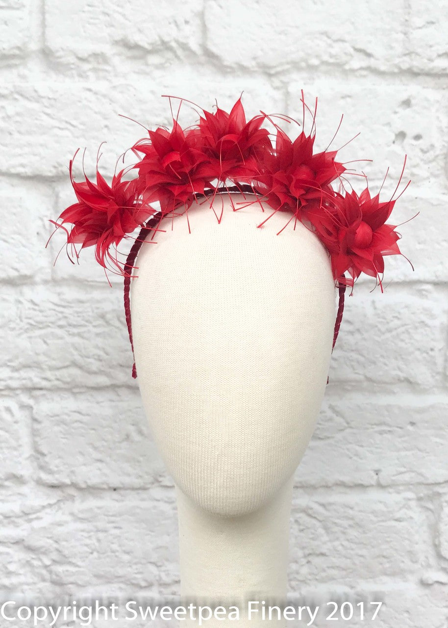 "Ariel" Red Feather Crown