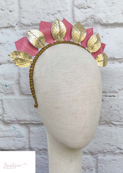 "Ophelia" Pink & Gold Leather Crown