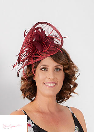 "Bella" Burgandy Fascinator