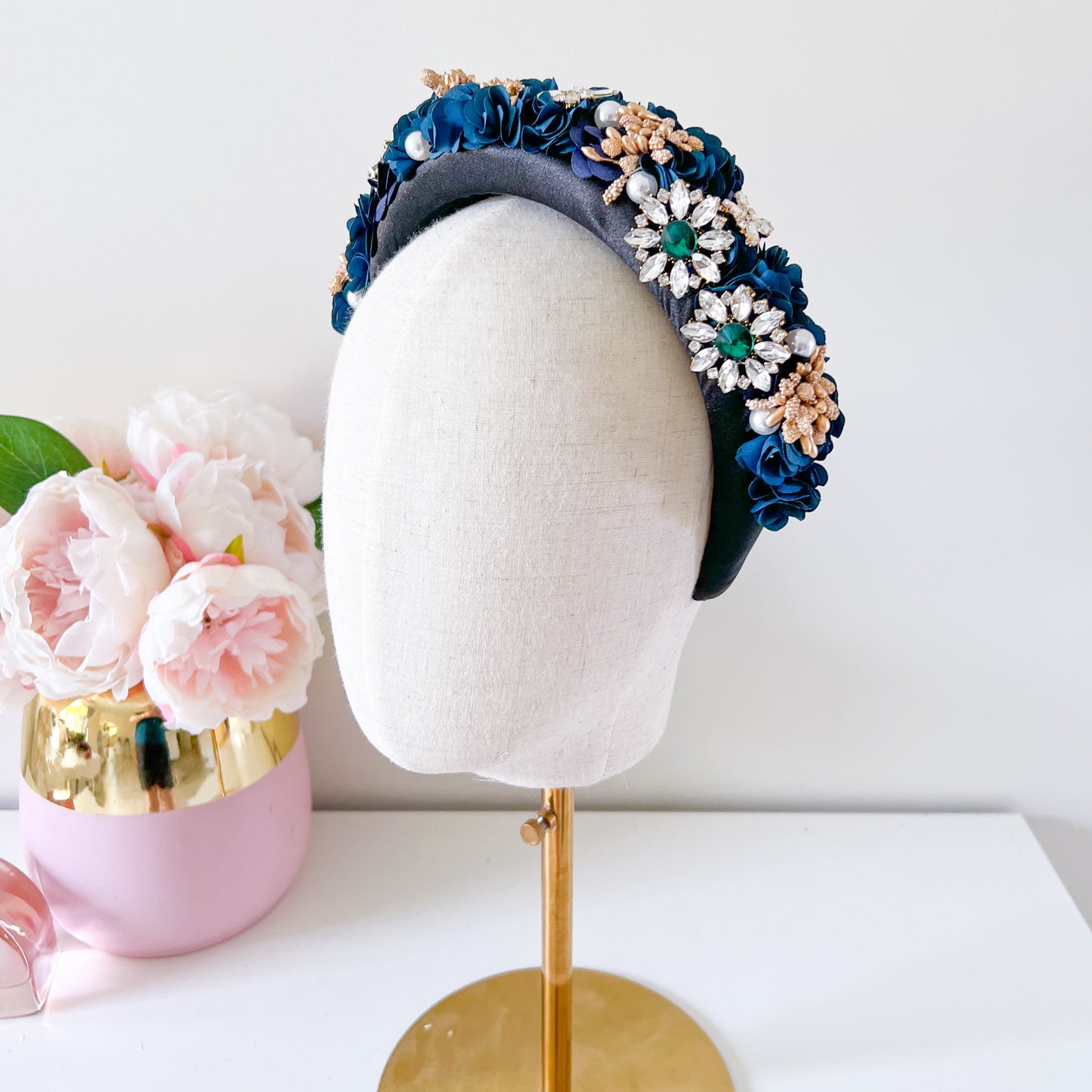 “Candice" Jewelled Headband - Deep Teale