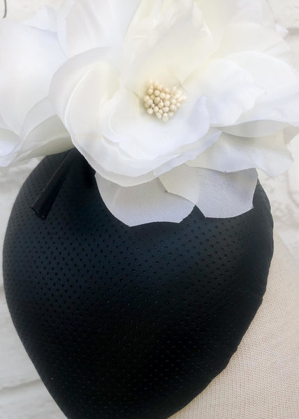 "Michelle" Black & White Leather Headpiece