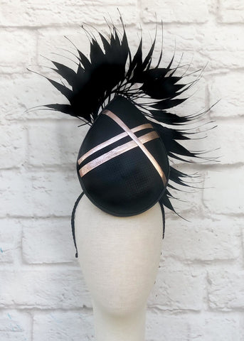 "Caitlin" Black & Rose Gold Leather Percher