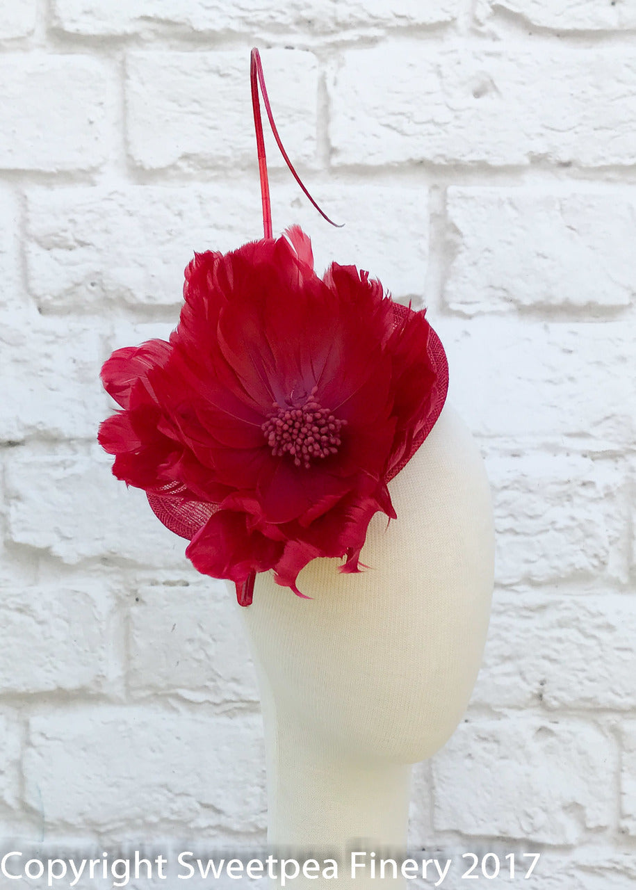 "Kara" Red Fascinator