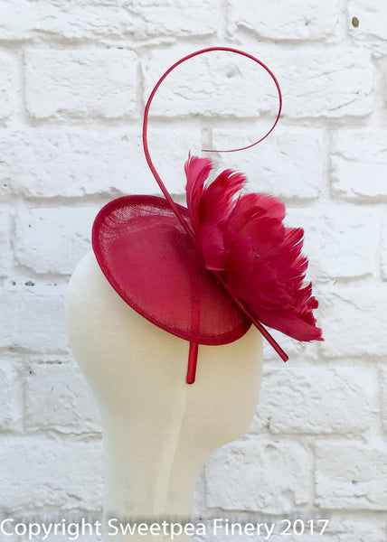 "Kara" Red Fascinator