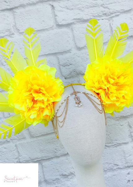 "Festival" Feather Headdress  Yellow