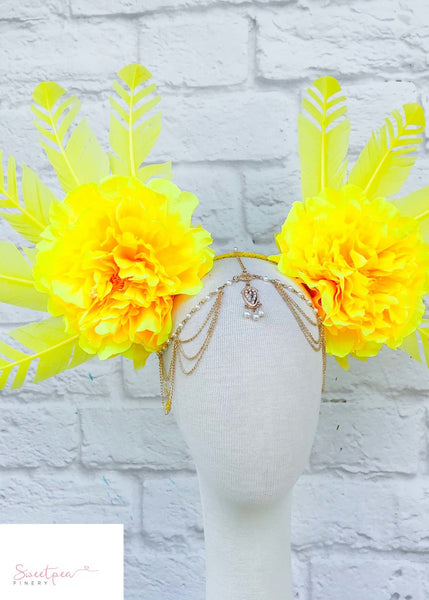 "Festival" Feather Headdress  Yellow